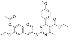 ETHYL (2E)-2-[4-(ACETYLOXY)-3-ETHOXYBENZYLIDENE]-5-(4-METHOXYPHENYL)-7-METHYL-3-OXO-2,3-DIHYDRO-5H-[1,3]THIAZOLO[3,2-A]PYRIMIDINE-6-CARBOXYLATE AldrichCPR