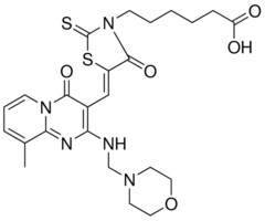 6-[(5Z)-5-({9-METHYL-2-[(4-MORPHOLINYLMETHYL)AMINO]-4-OXO-4H-PYRIDO[1,2-A]PYRIMIDIN-3-YL}METHYLENE)-4-OXO-2-THIOXO-1,3-THIAZOLIDIN-3-YL]HEXANOIC ACID AldrichCPR