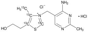盐酸硫胺素-（4-甲基-13C-噻唑-5-基-13C3） 盐酸盐 99 atom % 13C, 98% (CP)