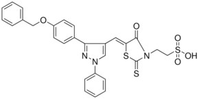 2-[(5Z)-5-({3-[4-(BENZYLOXY)PHENYL]-1-PHENYL-1H-PYRAZOL-4-YL}METHYLENE)-4-OXO-2-THIOXO-1,3-THIAZOLIDIN-3-YL]ETHANESULFONIC ACID AldrichCPR